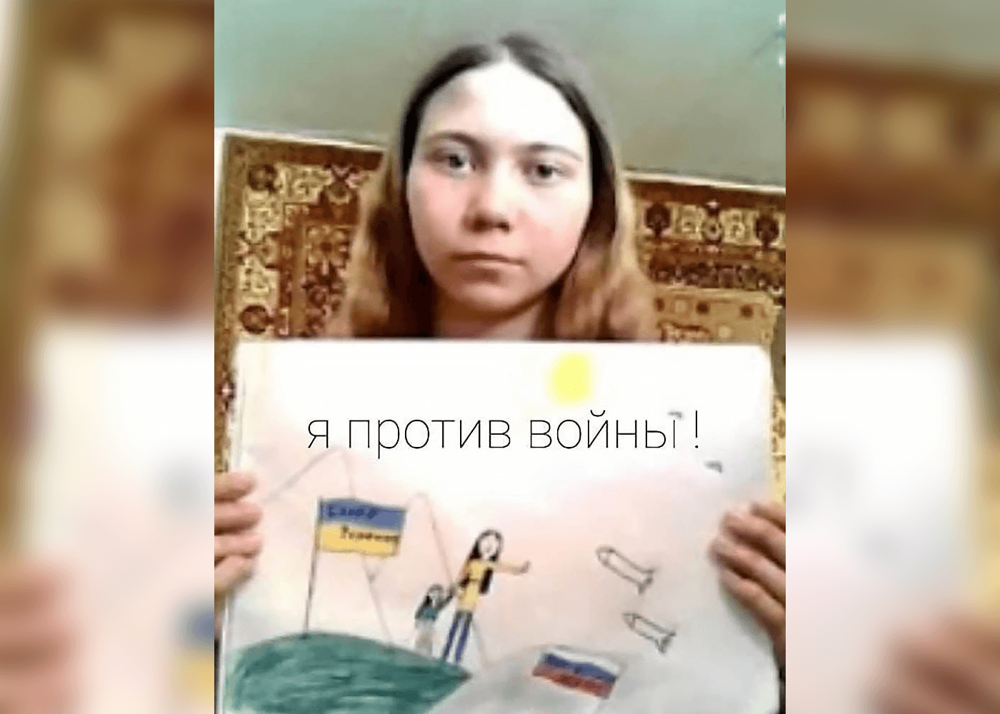 Masha Moskaleva and her anti-war drawing