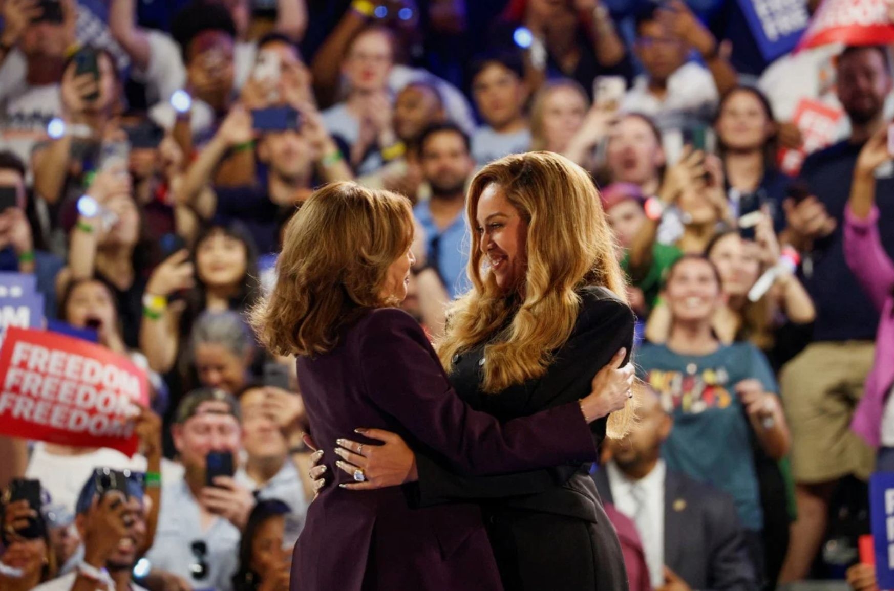 Pop star Beyoncé took the stage at Kamala Harris' rally in Houston.