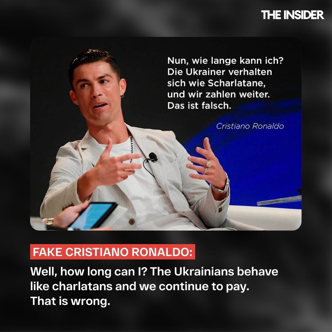 An example of a fake quote attributed to Cristiano Ronaldo that was spread by Doppelgänger bots.