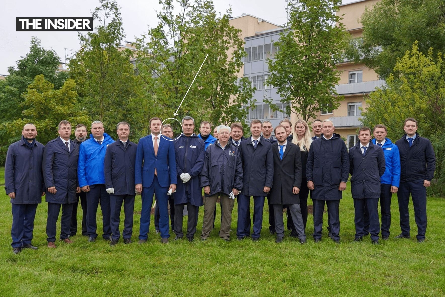 Dolgov pictured in the back row of an environmental event hosted by Gazprom Gas Motor Fuel in St. Petersburg.