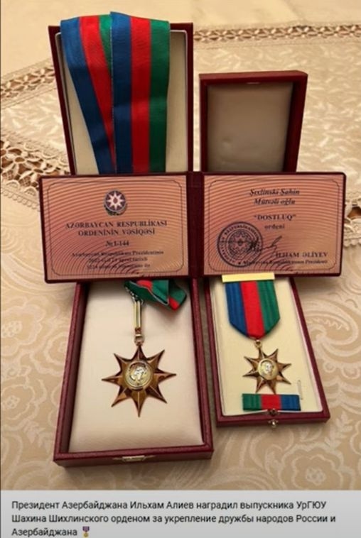 Shahin Shikhlinski’s state awards from Azerbaijan