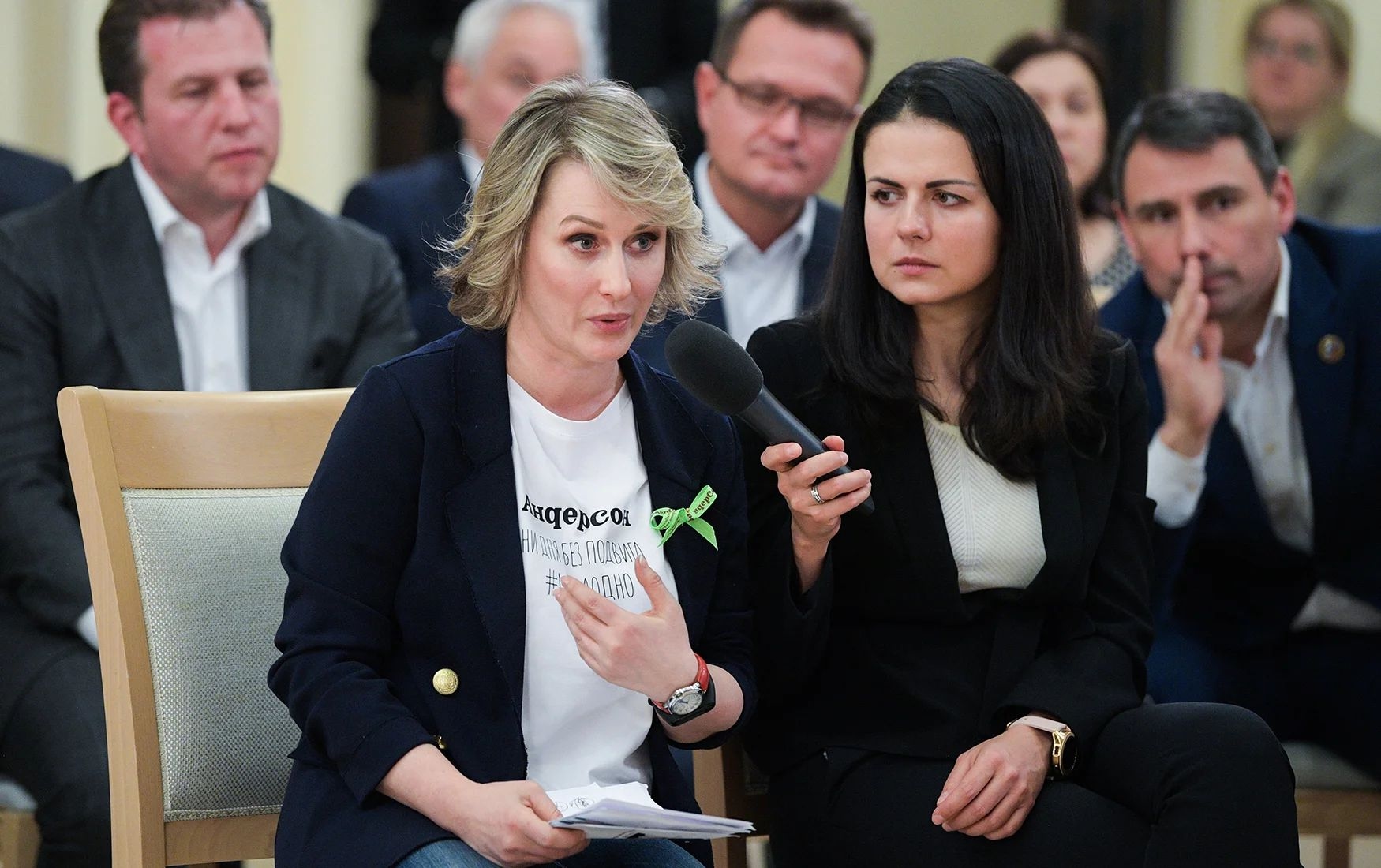 Anastasia Tatulova, founder of the Anderson family café chain, at a meeting with Putin in 2020.
