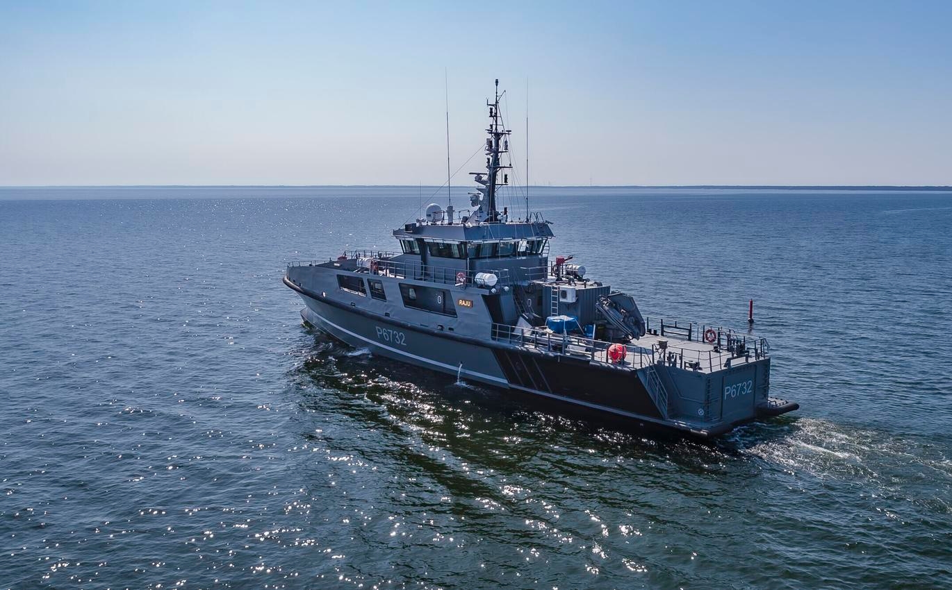 The Estonian Navy patrol boat Raju was deployed to protect the EstLink1 undersea cable in December 2024. Source: Estonian Navy