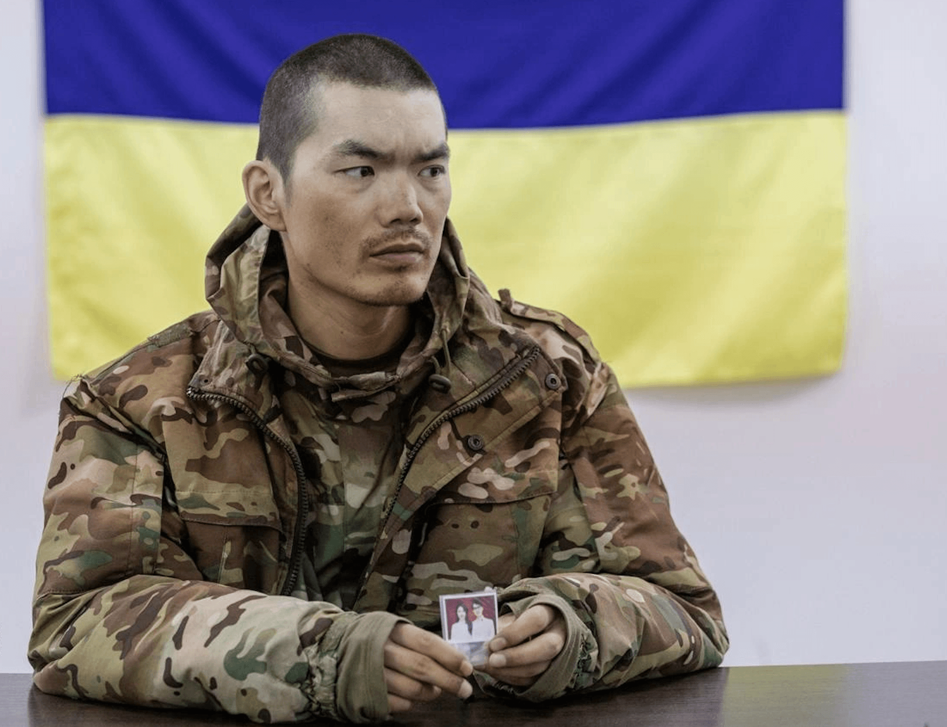 One of two Chinese nationals captured while fighting for Russia is seen during questioning in Kyiv, Ukraine, on April 9, 2025. Photo: Security Service of Ukrane