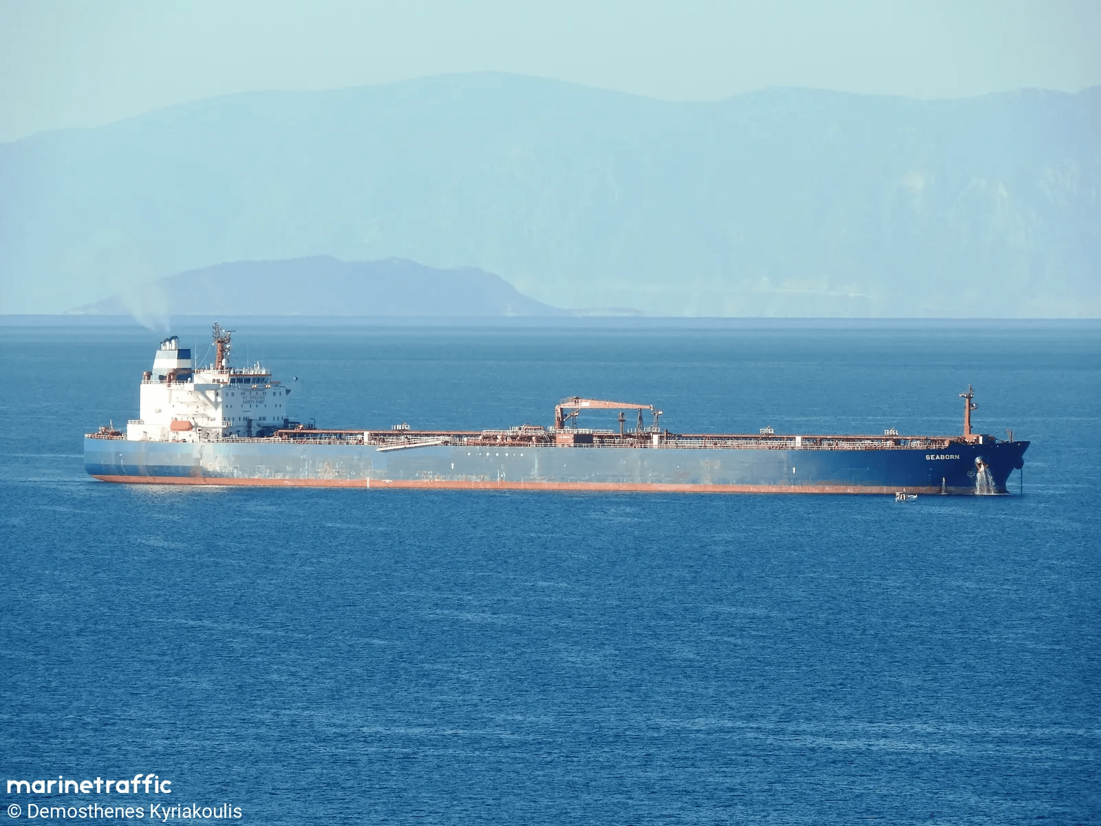 The oil tanker Marathon, pictured above bearing its previous name, “Seaborn.” Photo: Demosthenes Kyriakoulis / MarineTraffic