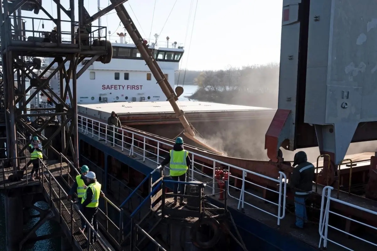 Grain being loaded onto a ship, EU