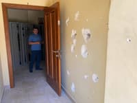 The bullet halls from the shootout between the attackers and the police