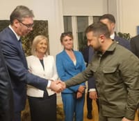 Alexander Vucic and Volodymyr Zelensky at the meeting in Athens
