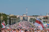 Protest rally against Lukashenko on Aug. 30, 2020, in Minsk, Belarus.