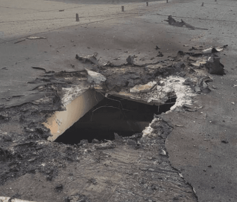 Pro-Russian authorities in Zaporizhzhia show photo of breached roof over nuclear fuel storage at ZNPP