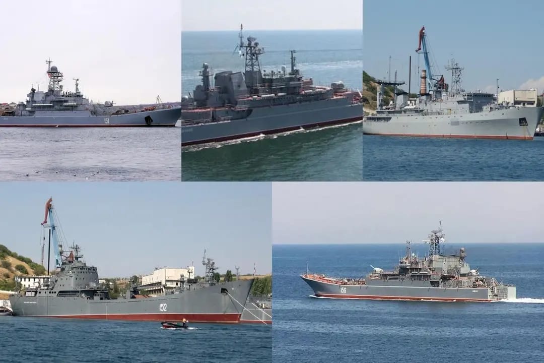 Three large landing ships of Russia’s Black Sea Fleet and two former Ukrainian vessels damaged in Sevastopol, OSINT project says