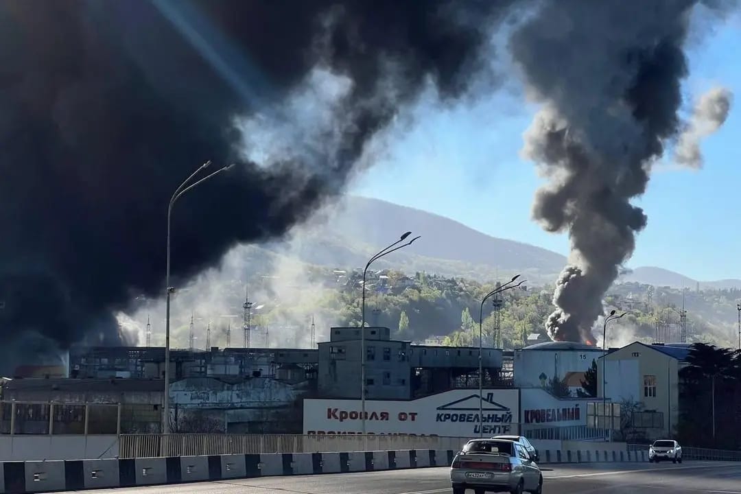 Oil refinery in Russia’s Black Sea town of Tuapse ablaze again after third drone stroke in two weeks