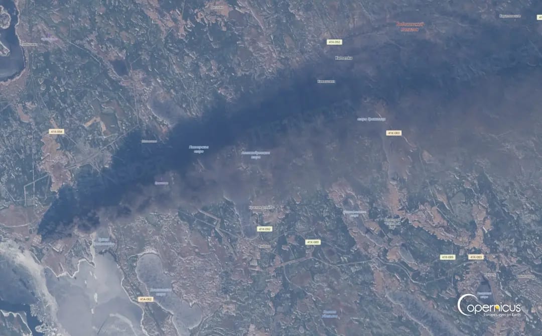 Greenpeace says up to six oil tanks destroyed after strike on Russia’s port of Primorsk, with smoke plume stretching over 120 miles