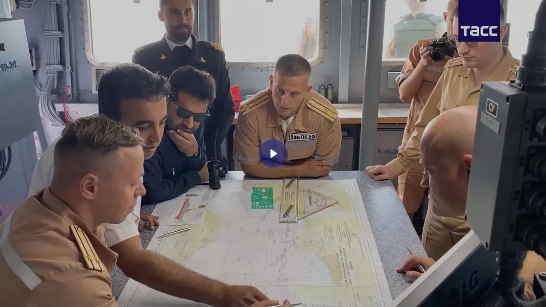 Iranian and Russian sailors during the Feb. 18 exercises