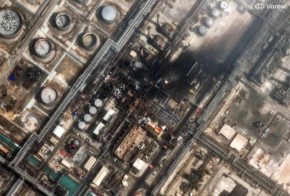 Fire at the Ras Tanura oil refinery in Saudi Arabia following a drone attack, March 2, 2026