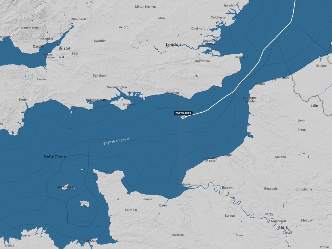 The route of the tanker Forwarder (IMO: 9419448) as of 16:40 (Moscow time)
