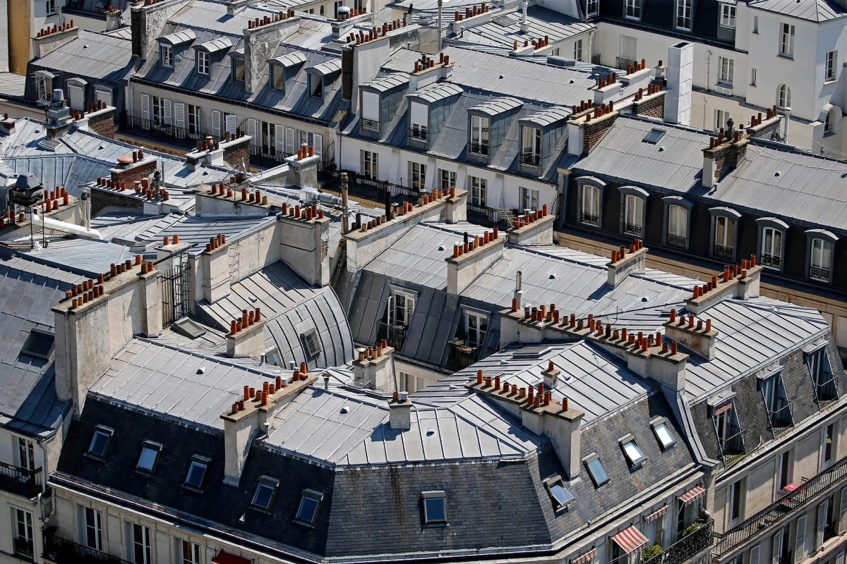 Rooftops in Paris built during Baron Haussmann's 19th-century redevelopment of the city