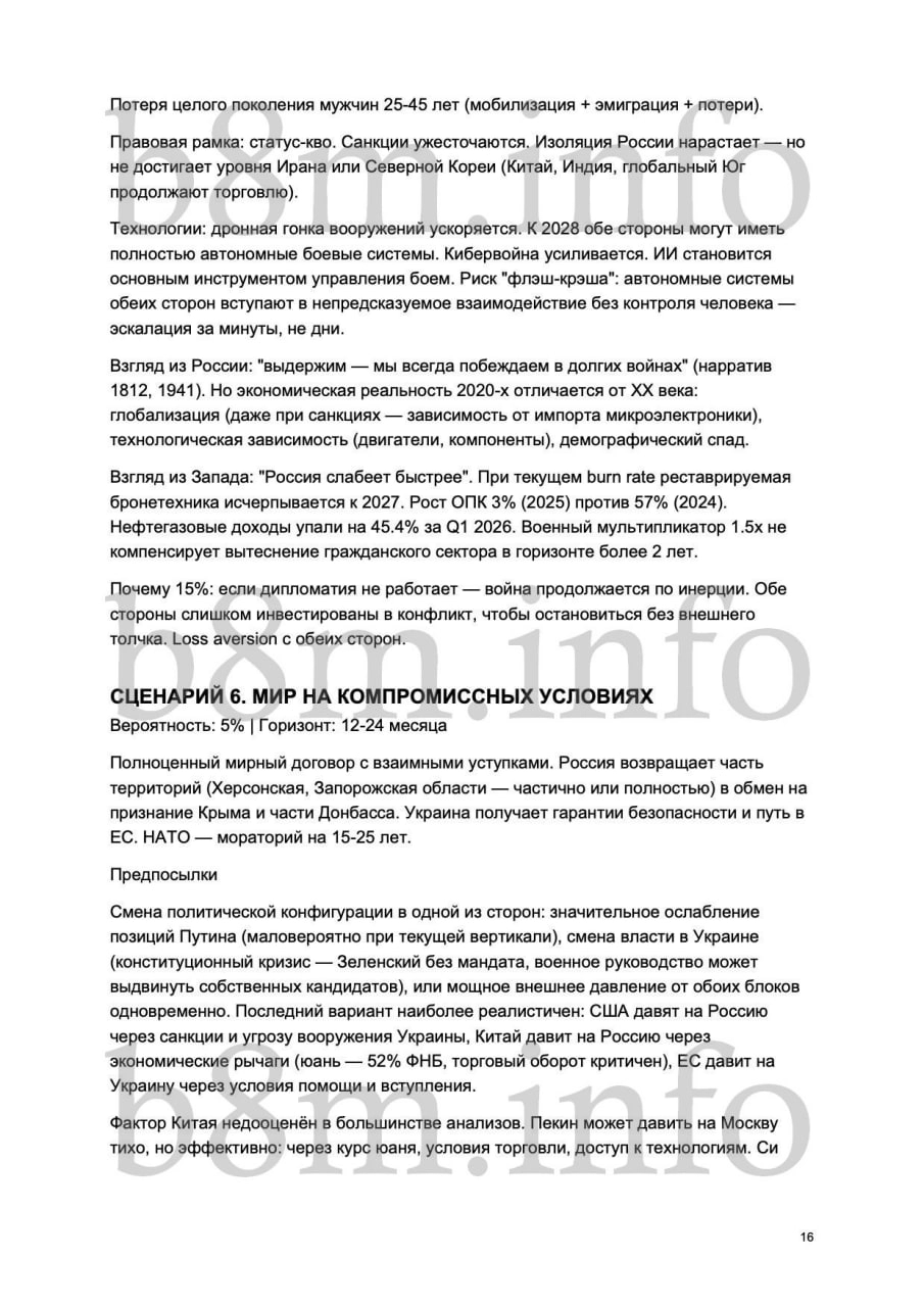 Analytical memo “Scenarios for Achieving Peace in the Russia–Ukraine Conflict”