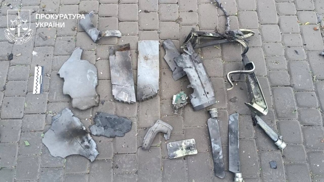 Debris from a Banderol cruise missile following an attack in Balakliia in Ukraine’s eastern Kharkiv Region