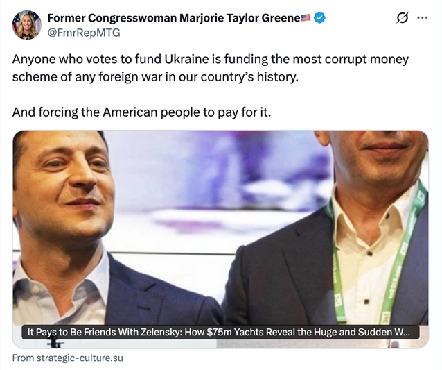 Republican congresswoman Marjorie Taylor Greene reposts Doppelgänger’s fake story on X