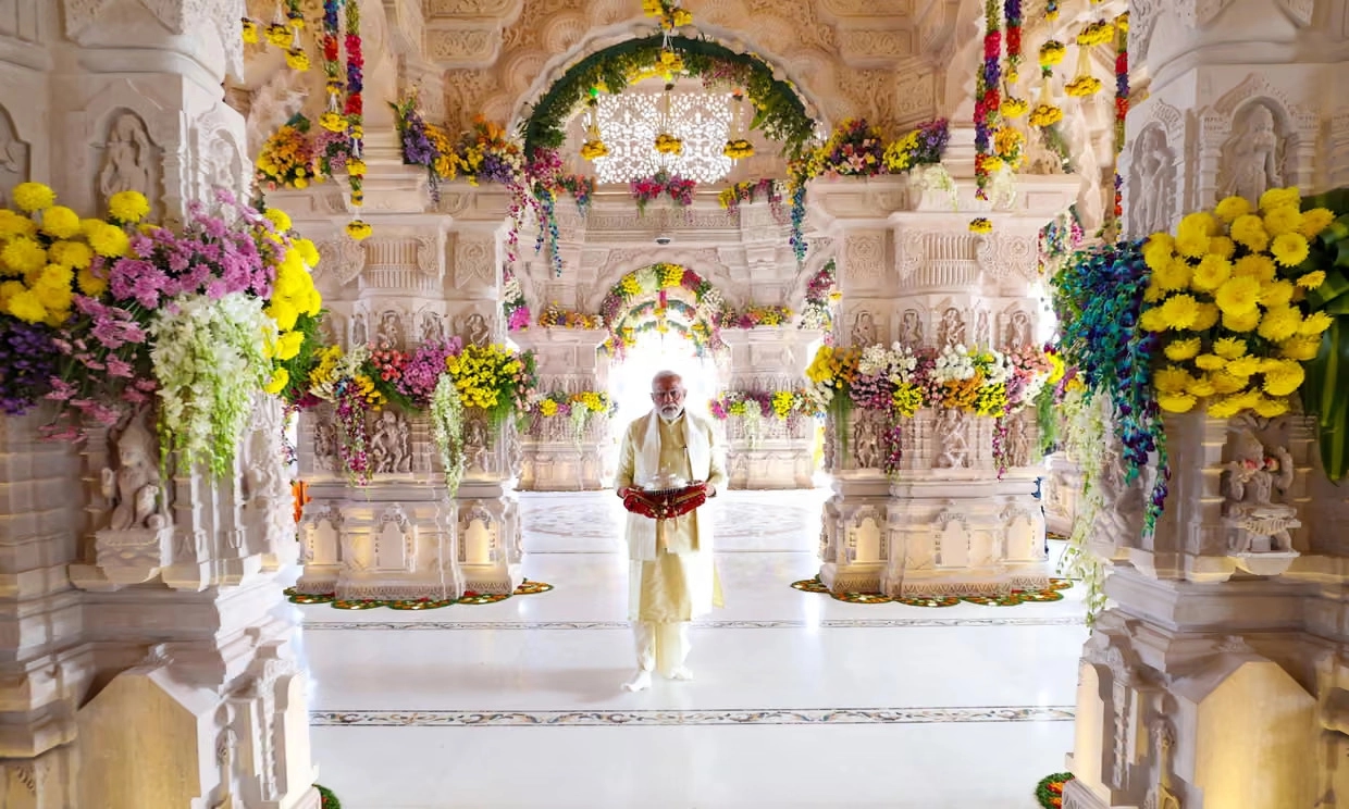 Modi at the opening ceremony of the Ram Mandir temple