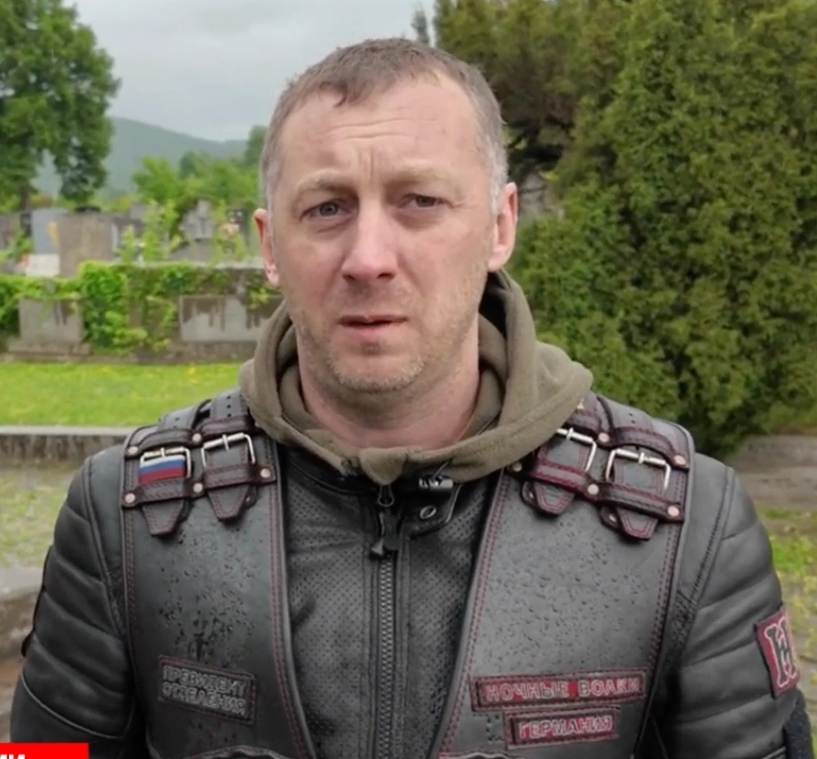 Denis Nalyotov, president of the German chapter of the Night Wolves motorcycle club