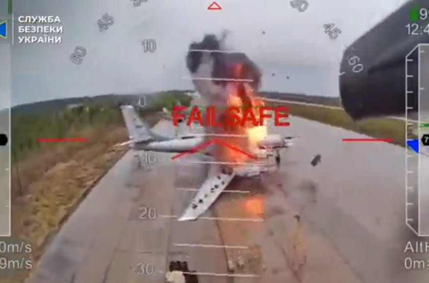 Security Service of Ukraine releases drone footage from Operation Spiderweb, indicating four Russian air bases were struck — not two