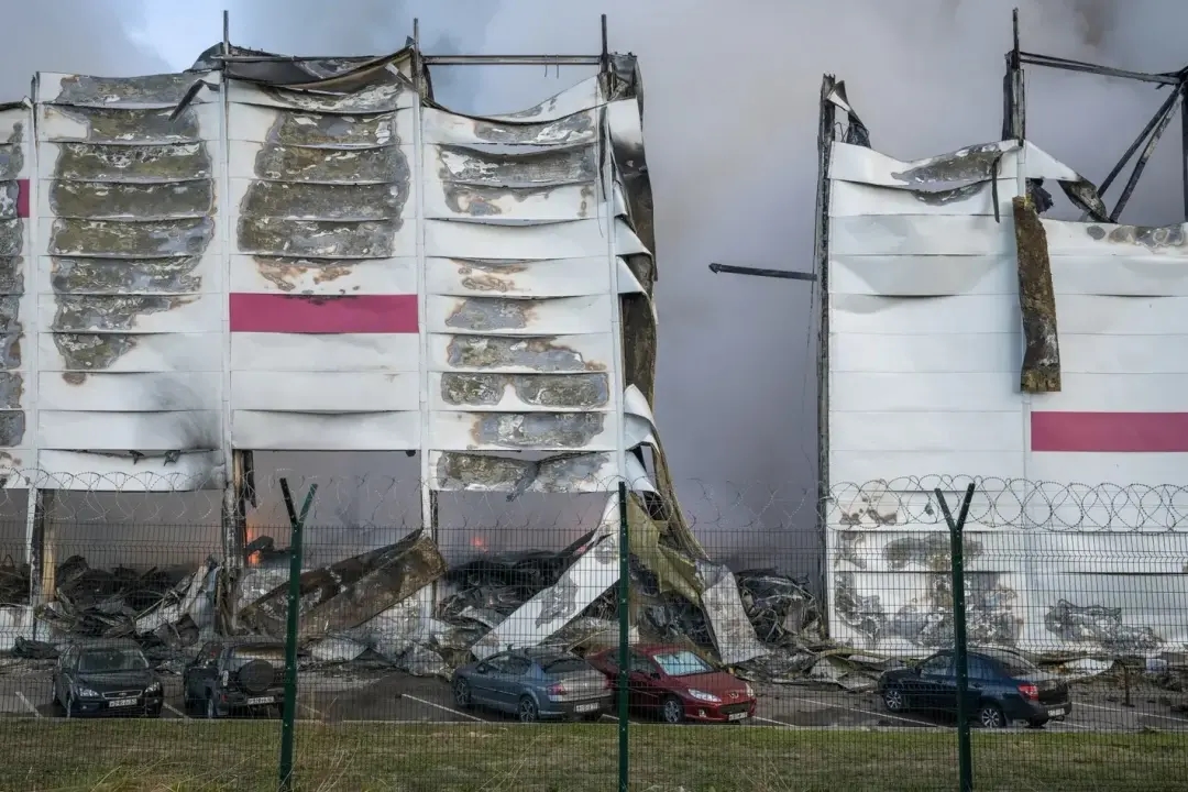 Aftermath of a Ukrainian strike on a Wildberries warehouse in the city of Elektrostal outside Moscow, pictured on July 18, 2026. Photo: Bereg