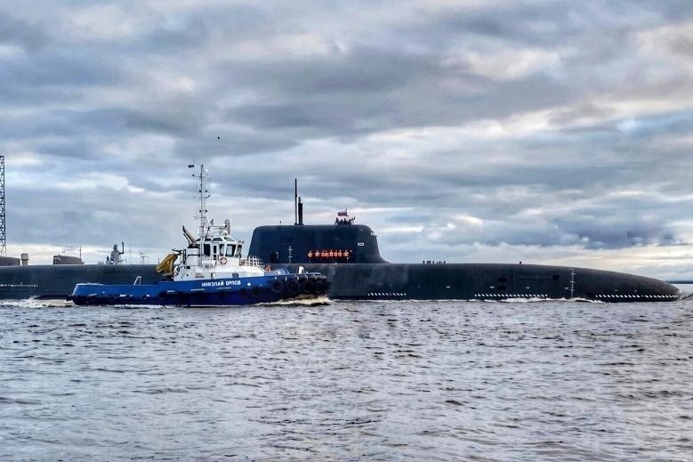 The Khabarovsk submarine during trials in the White Sea, Aug. 17, 2026. Photo: social media