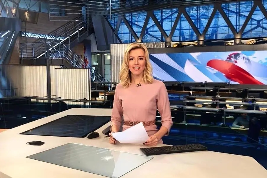 Yekaterina Berezovskaya, an anchor of Channel One’s flagship news program Vremya. Screenshot: Channel One