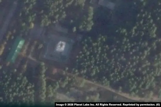 Air defense tower at Khotilovo air base, Sept. 29, 2026. Photo: Planet Labs / Radio Free Europe/Radio Liberty