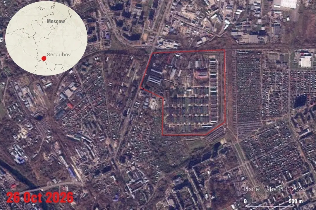 The 75th Arsenal in Serpukhov was struck by Ukrainian drones overnight into Oct. 22. Photo: Planet Labs