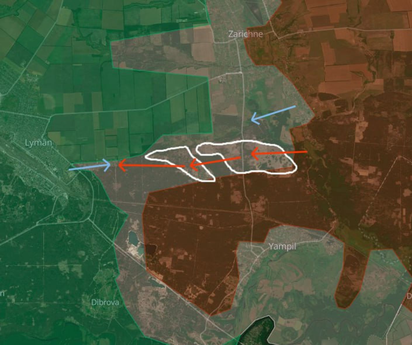 Ситуация в районе Лимана (до 2016 года — Красный Лиман) по версии исследователя под ником Playfra