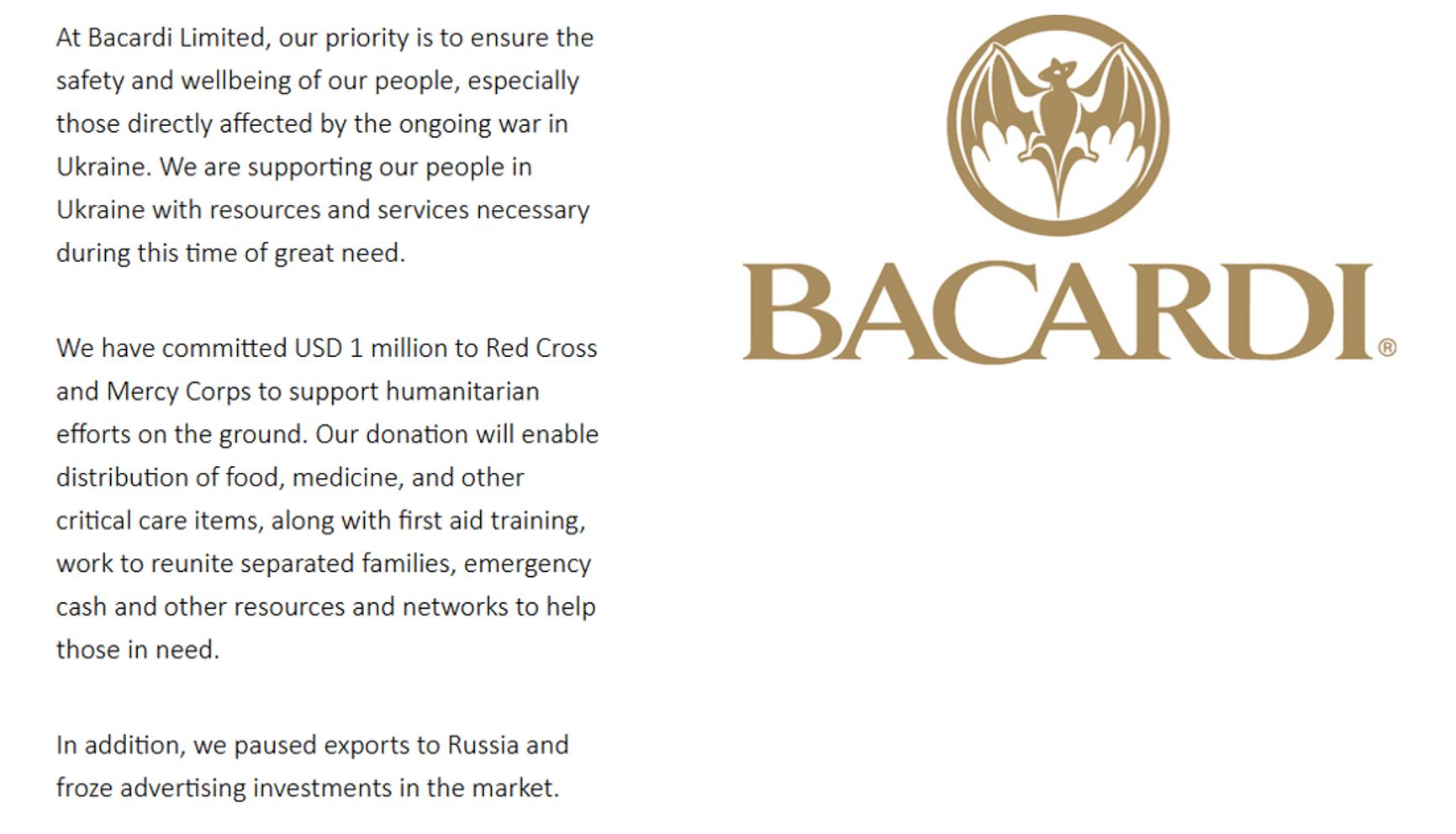 Скриншот оригинального заявления Bacardi International 