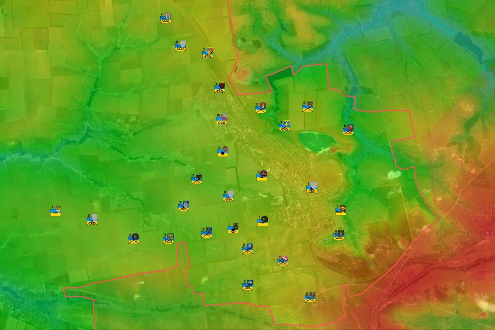 Карта высот и расположение частей ВСУ в районе Авдеевки, по версии Z-канала «Z комитет»