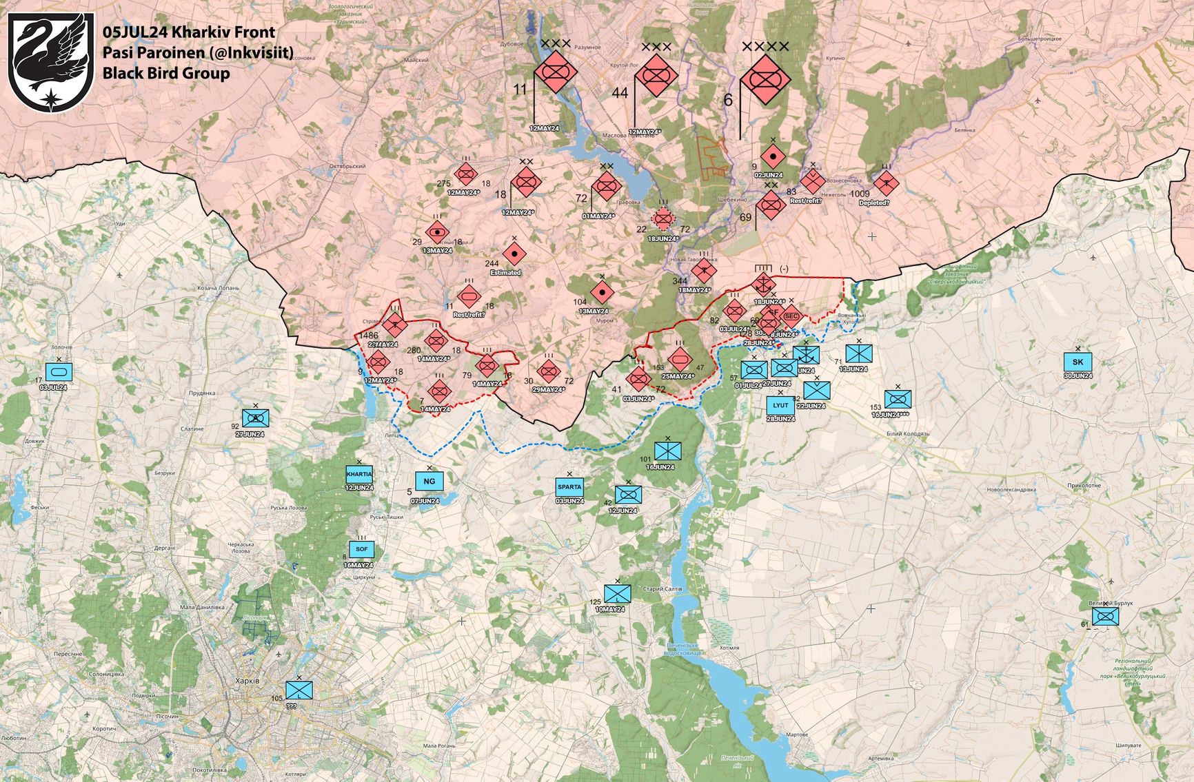 Ситуация на севере Харьковской области по версии Black Bird