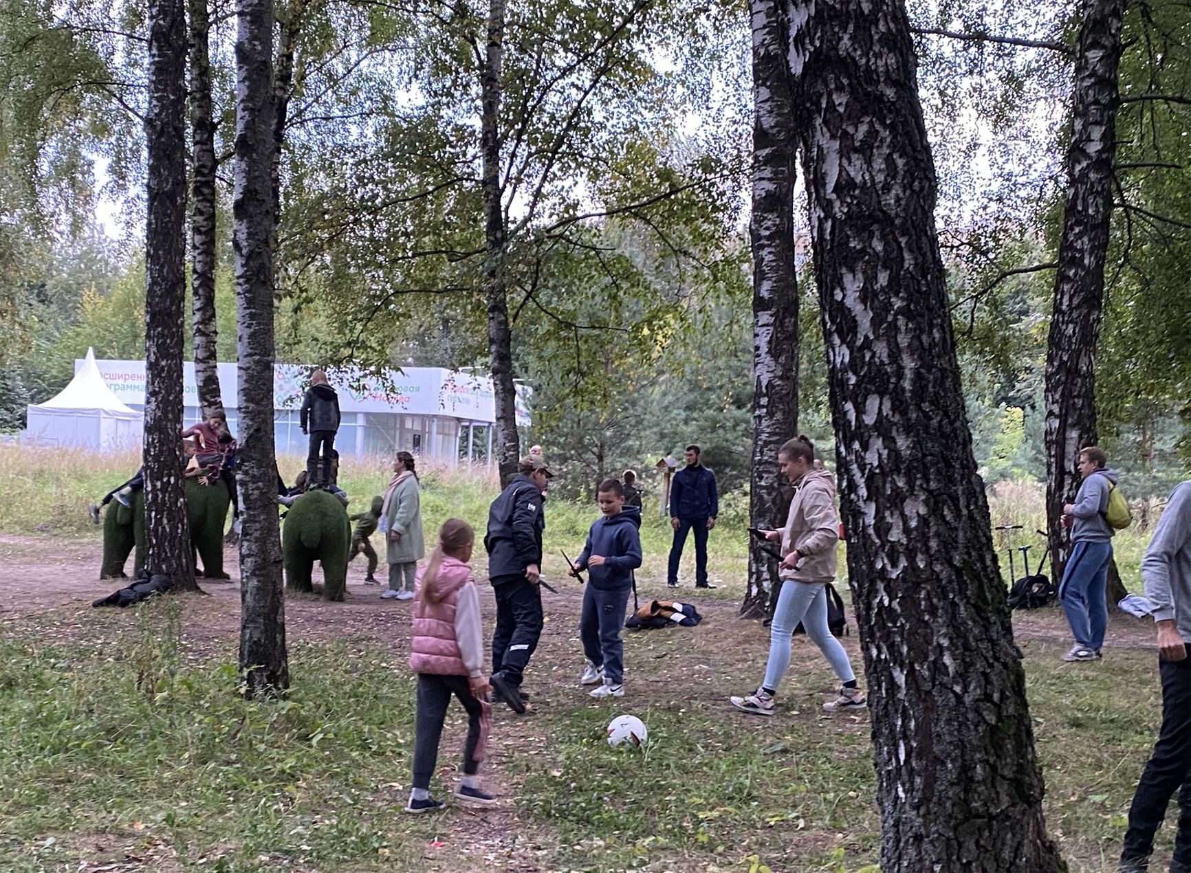 A child learning knife fighting in Tushino Park