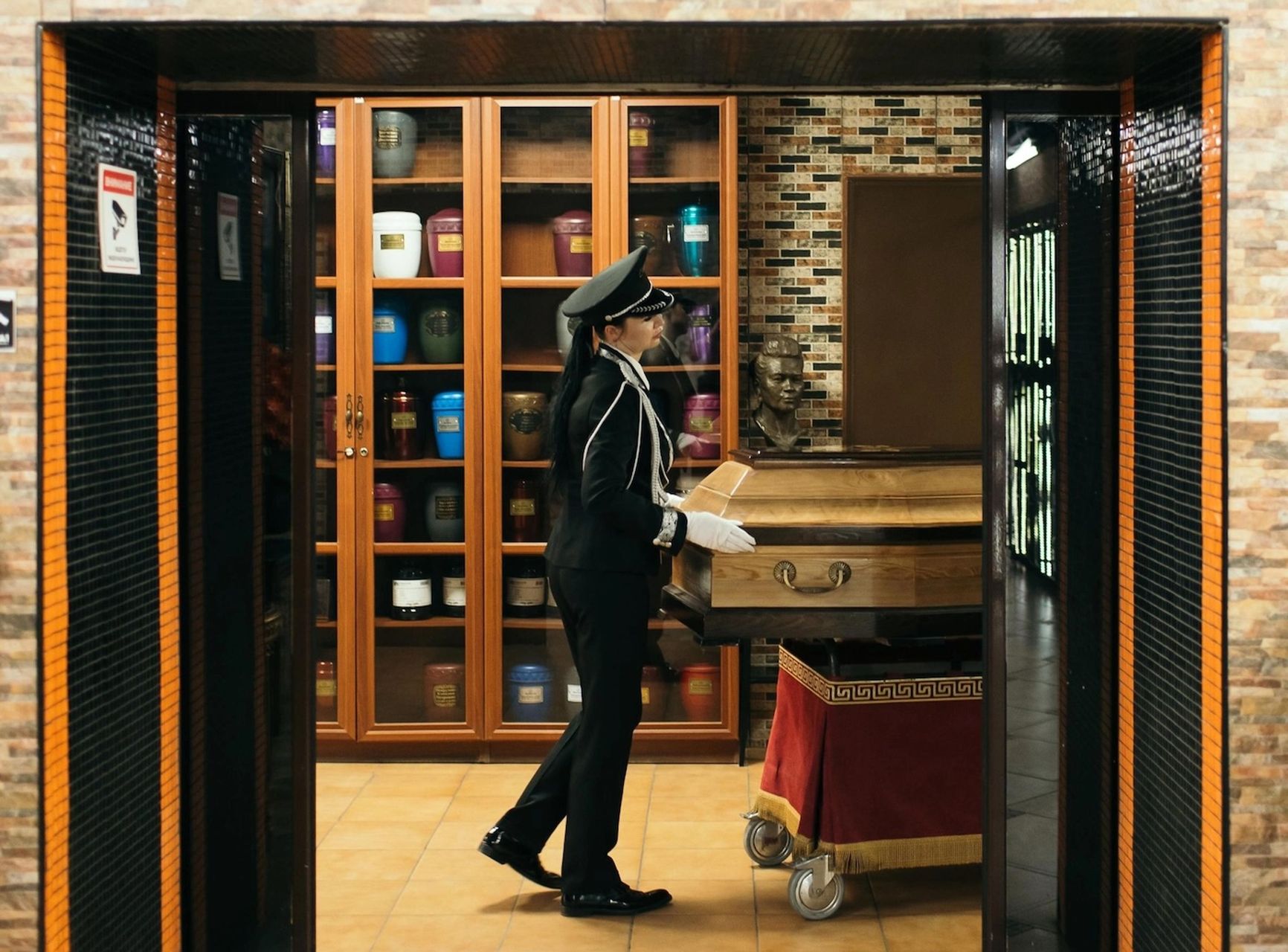 Restorative specialist Oksana Tomilina at the Novosibirsk crematorium