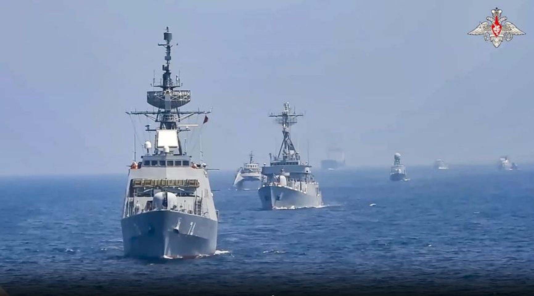 Russia, China, and Iran conducted a joint naval drill in the Gulf of Oman in March 2024.