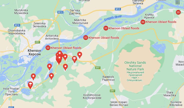 Interactive map of the disaster zone put together by volunteers