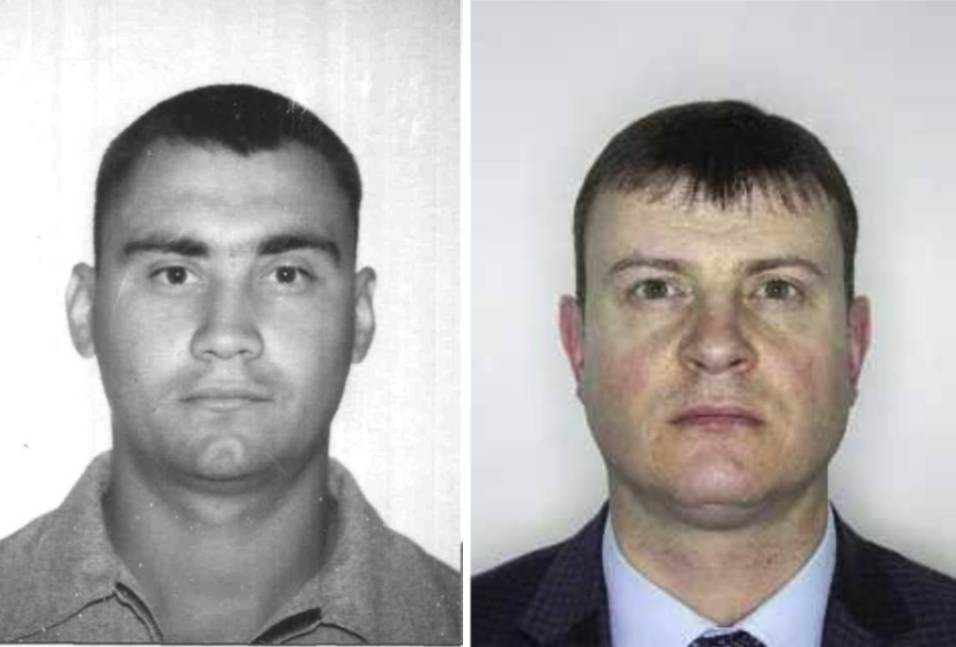 Passport photos of Maj. Gen. Ivan Kasianenko, left. Col. Alexey Arkhipov, right.