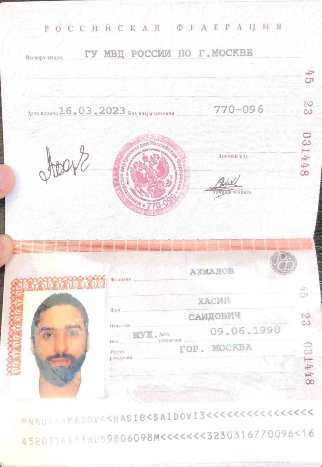 ...and under the GRU-issued Russian identity of “Hasib Ahmadov.”