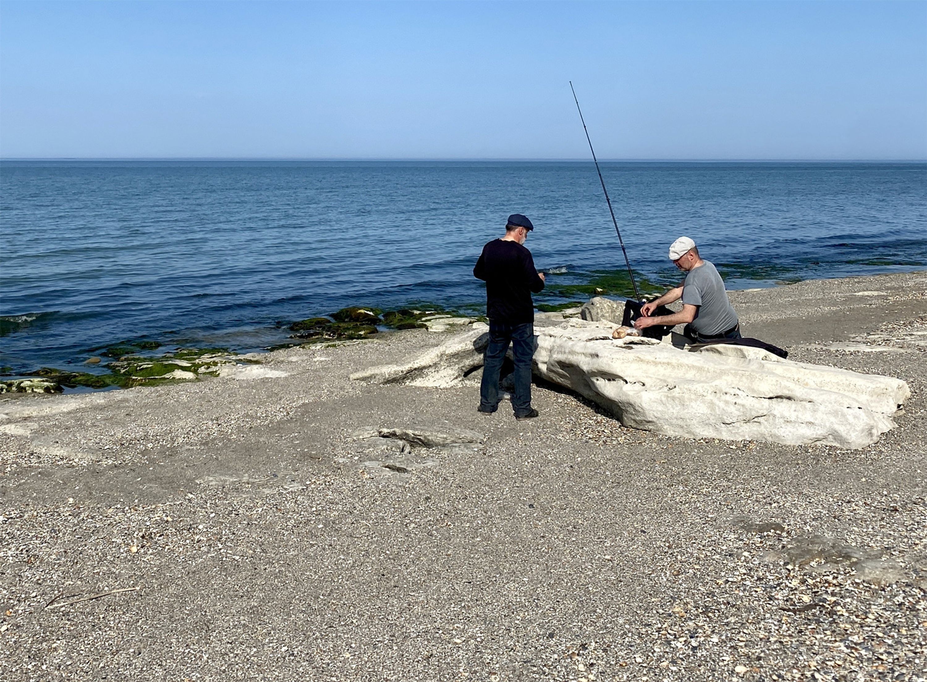 Fishermen on a beach in Makhachkala