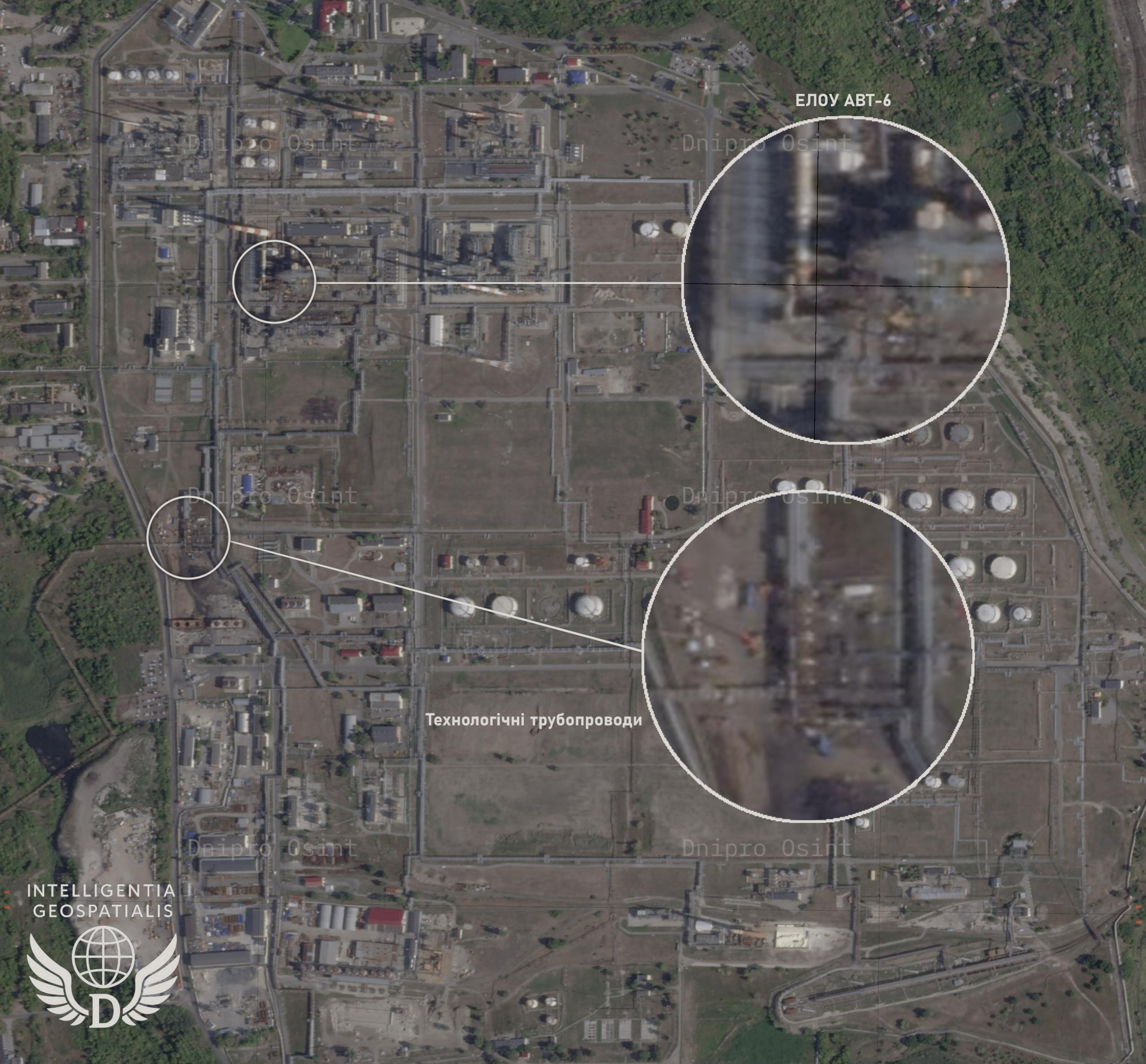 Спутниковый снимок последствий налета на Саратовский НПЗ 10 августа 2025 года