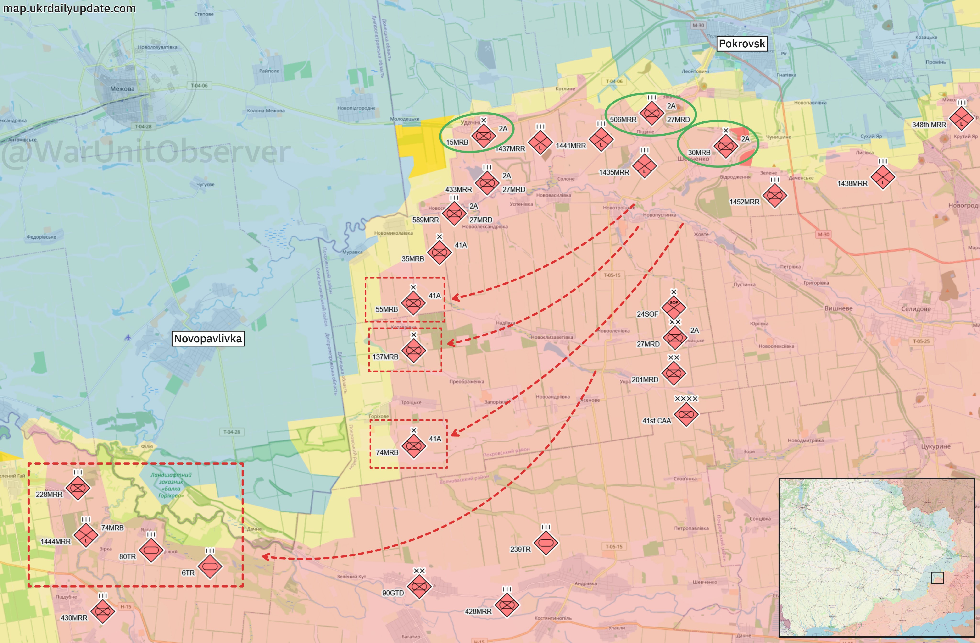 Переброска подразделений ВС РФ от Покровска (до 2016 года — Красноармейск) к админгранице Днепропетровской области