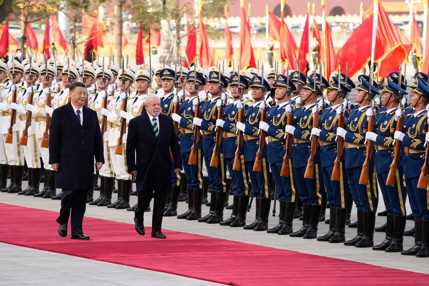 Xi Jinping and Brazilian President Luiz Inácio Lula da Silva at a meeting in Beijing, April 2023