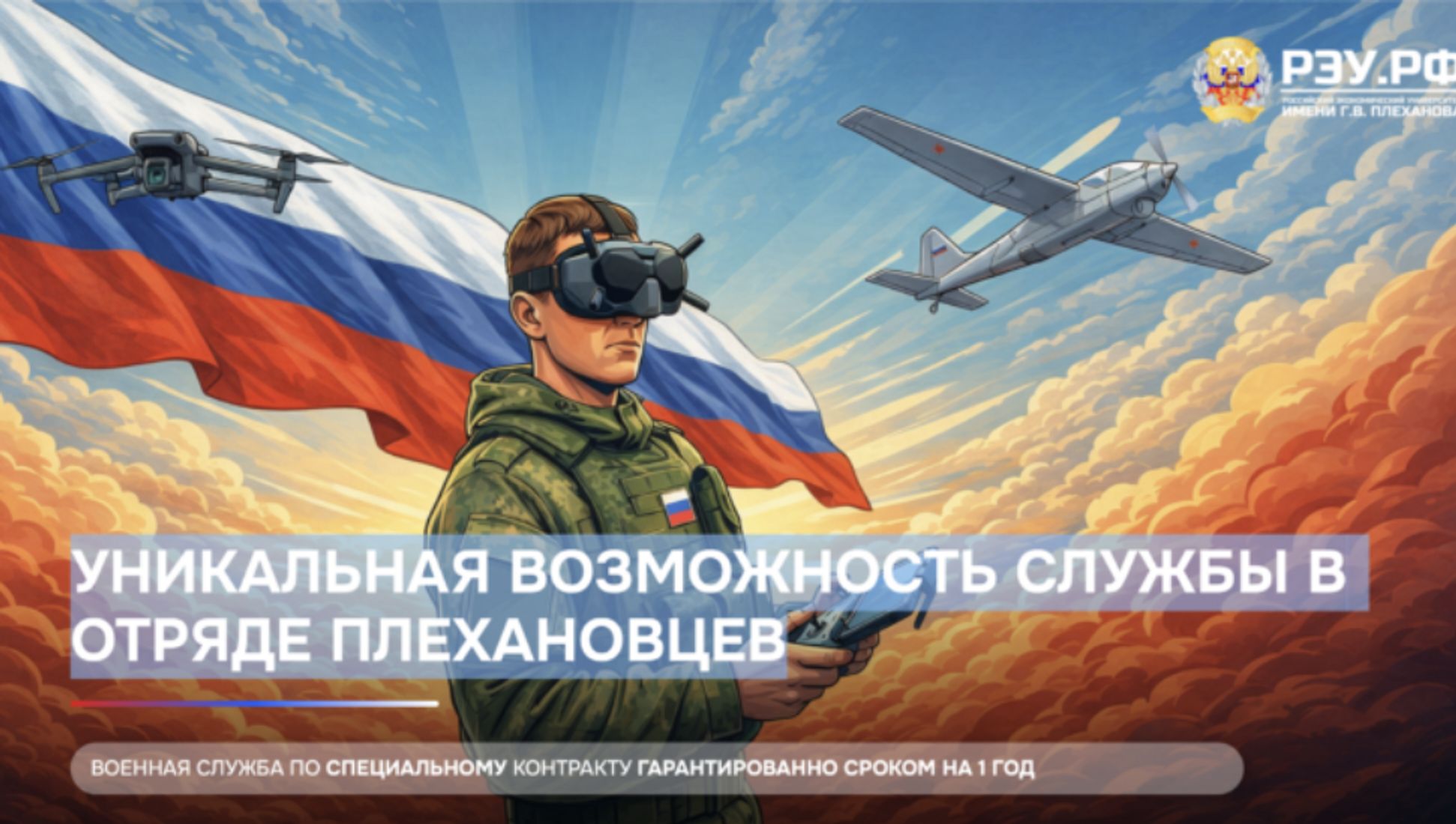 “A unique opportunity to serve in the Plekhanov University unit. Military service under special contract with guaranteed termination after one year of service.” Advertisement for service in the drone forces on the Plekhanov Russian University of Economics website
