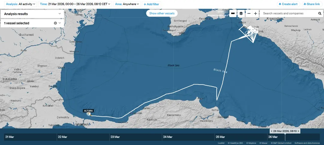 The position of the Altura as of 08:12 CET on Mar. 26, 2026