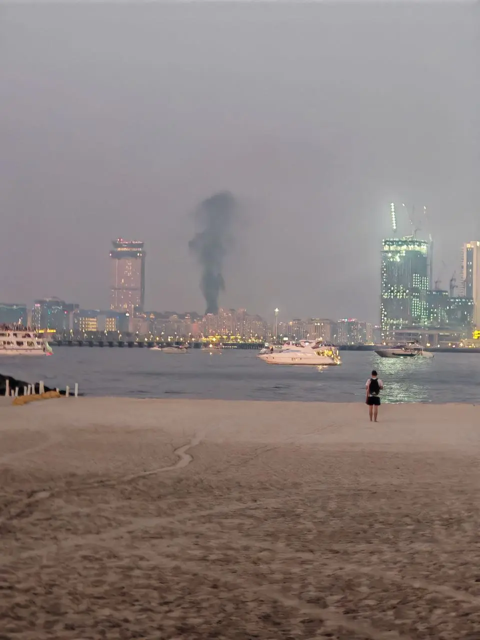 An Iranian Shahed drone crashes into the Fairmont The Palm hotel, Feb. 28, 2026