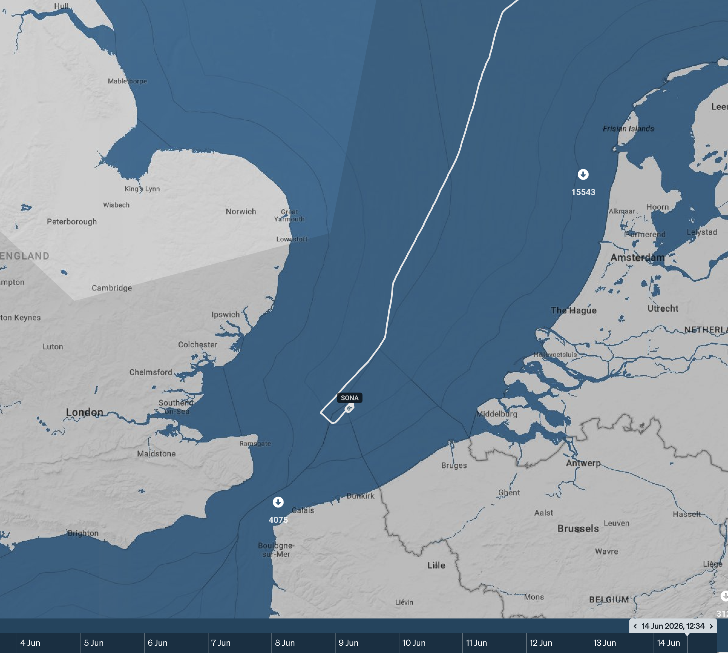 The Sierra Leone-flagged SONA turned around before entering the English Channel after the Smyrtos was detained on June 14, 2026